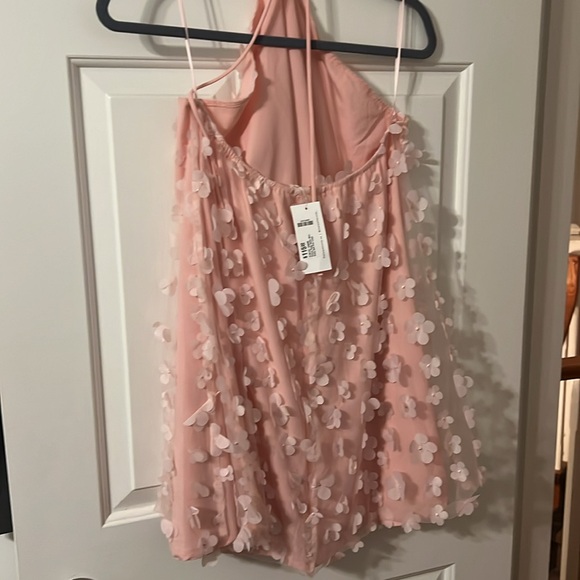 Halter Pink Dress with Flowers - Picture 2 of 3